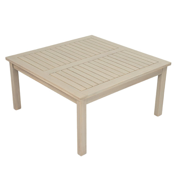 English Elm Perla Square Solid Acacia Outdoor Coffee Table Rustic White Grain Patio Accent N773P446696S