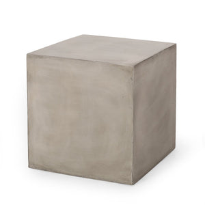 English Elm Outdoor Mgo Concrete Cube Side Table Minimalist Patio Accent in Light Grey Finish N773P462367L