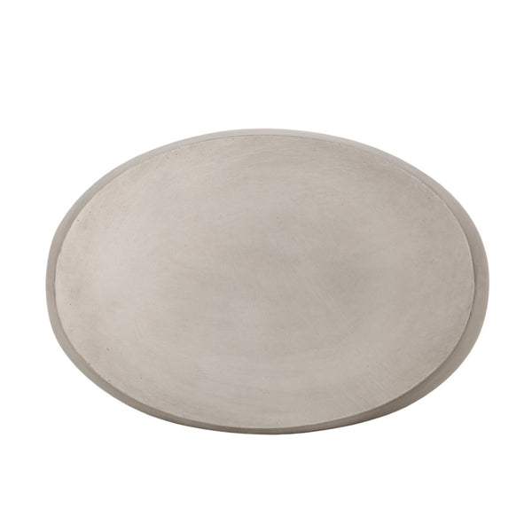 English Elm Outdoor Sculptural Concrete Oval Side Table for Modern Patio Lounge and Sectional Spaces N773P462380L