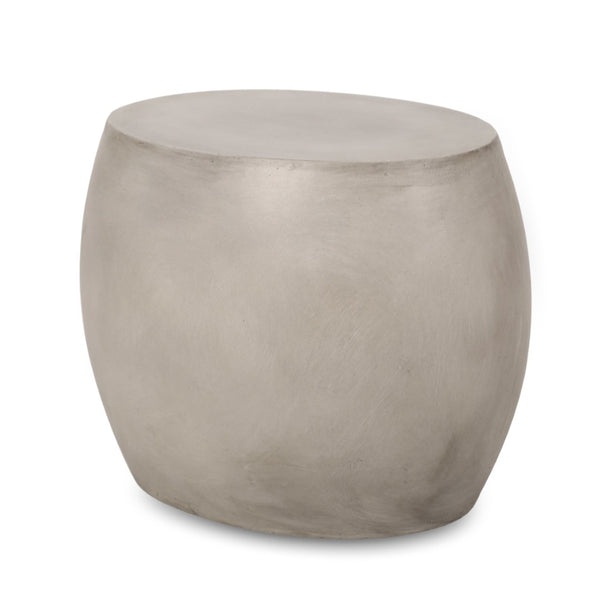 English Elm Outdoor Sculptural Concrete Oval Side Table for Modern Patio Lounge and Sectional Spaces N773P462380L