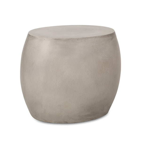 English Elm Outdoor Sculptural Concrete Oval Side Table for Modern Patio Lounge and Sectional Spaces N773P462380L