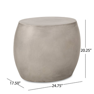 English Elm Outdoor Sculptural Concrete Oval Side Table for Modern Patio Lounge and Sectional Spaces N773P462380L