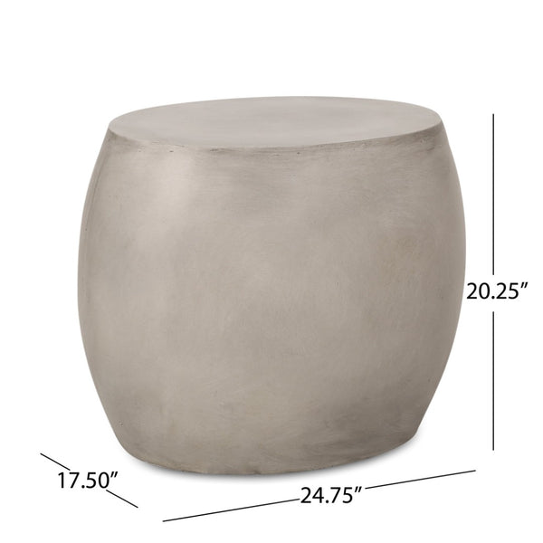 English Elm Outdoor Sculptural Concrete Oval Side Table for Modern Patio Lounge and Sectional Spaces N773P462380L
