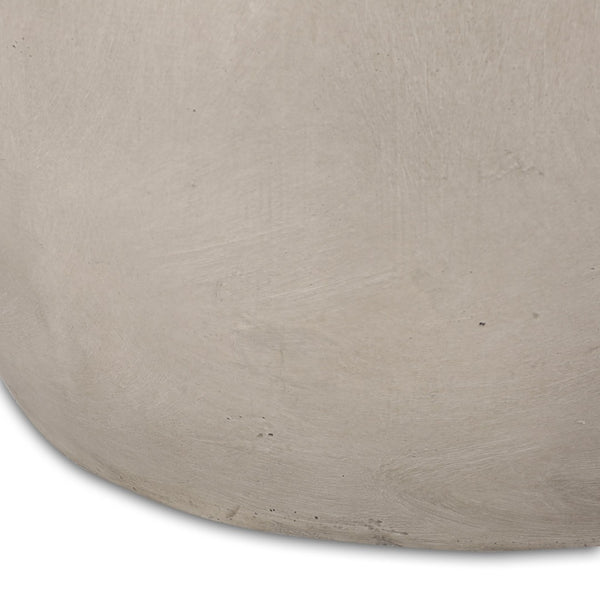 English Elm Outdoor Sculptural Concrete Oval Side Table for Modern Patio Lounge and Sectional Spaces N773P462380L