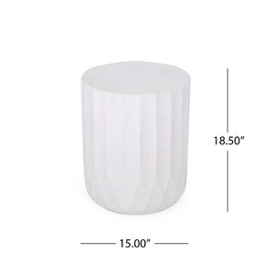 English Elm Round Outdoor Concrete Side Table Sculptural Scallop Edge Patio Accent Fully Assembled N773P462387W
