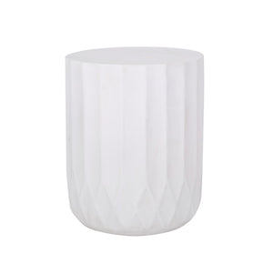 English Elm Round Outdoor Concrete Side Table Sculptural Scallop Edge Patio Accent Fully Assembled N773P462387W