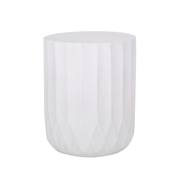 English Elm Round Outdoor Concrete Side Table Sculptural Scallop Edge Patio Accent Fully Assembled N773P462387W