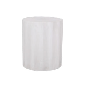 English Elm Outdoor Fluted Concrete Side Table Sculptural Wave Edge Design for Patio or Balcony N773P462389W