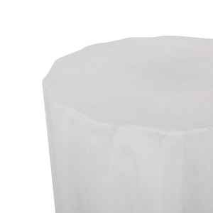 English Elm Outdoor Fluted Concrete Side Table Sculptural Wave Edge Design for Patio or Balcony N773P462389W