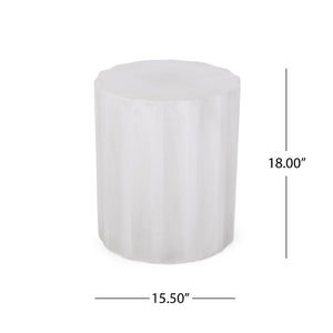 English Elm Outdoor Fluted Concrete Side Table Sculptural Wave Edge Design for Patio or Balcony N773P462389W