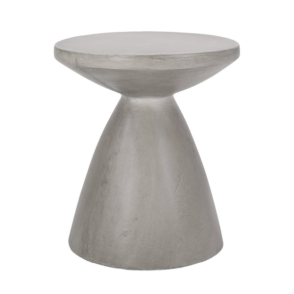 English Elm Outdoor Hourglass Pedestal Concrete Side Table for Modern Patio Lounge Spaces N773P462396L