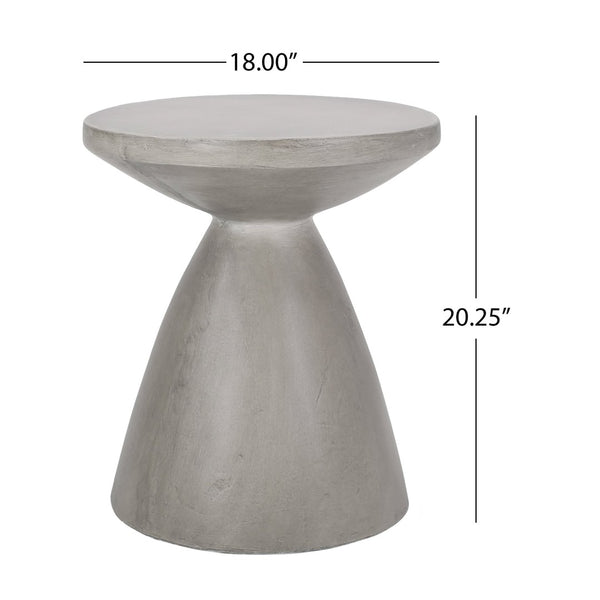 English Elm Outdoor Hourglass Pedestal Concrete Side Table for Modern Patio Lounge Spaces N773P462396L