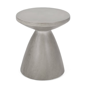English Elm Outdoor Hourglass Pedestal Concrete Side Table for Modern Patio Lounge Spaces N773P462396L