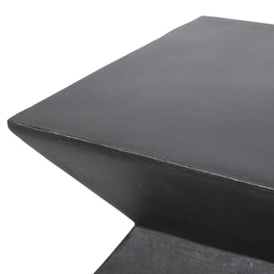 English Elm Outdoor Sculptural MGO Concrete Side Table with Geometric Cutouts for Patio Lounge N773P462402B