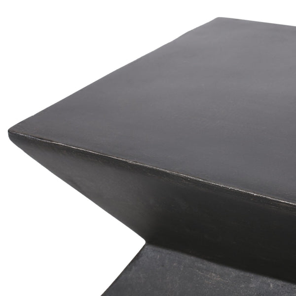 English Elm Outdoor Sculptural MGO Concrete Side Table with Geometric Cutouts for Patio Lounge N773P462402B