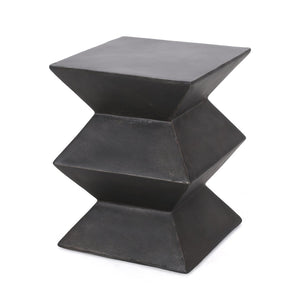 English Elm Outdoor Sculptural MGO Concrete Side Table with Geometric Cutouts for Patio Lounge N773P462402B