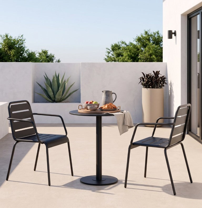 English Elm Verve 3 Piece Outdoor Bistro Set with Powder Coated Iron Frame for Patio or Balcony N773P468900B