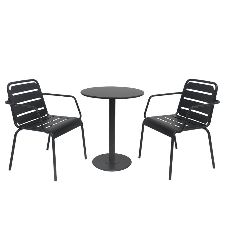 English Elm Verve 3 Piece Outdoor Bistro Set with Powder Coated Iron Frame for Patio or Balcony N773P468900B