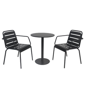 English Elm Verve 3 Piece Outdoor Bistro Set with Powder Coated Iron Frame for Patio or Balcony N773P468900B