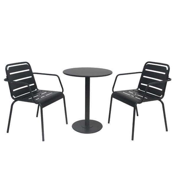 English Elm Verve 3 Piece Outdoor Bistro Set with Powder Coated Iron Frame for Patio or Balcony N773P468900B