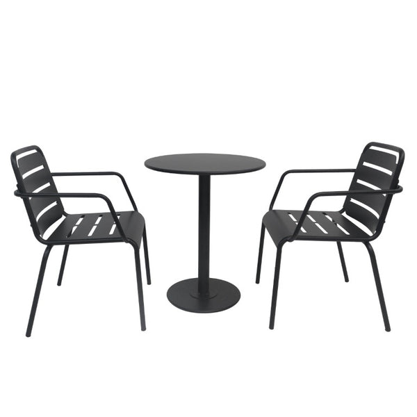 English Elm Verve 3 Piece Outdoor Bistro Set with Powder Coated Iron Frame for Patio or Balcony N773P468900B