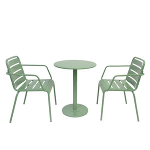 English Elm Verve Outdoor Iron Bistro Set 3 Piece Round Cafe Table Ergonomic Patio Chairs Garden N773P468900G