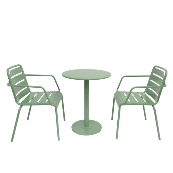 English Elm Verve Outdoor Iron Bistro Set 3 Piece Round Cafe Table Ergonomic Patio Chairs Garden N773P468900G