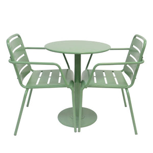English Elm Verve Outdoor Iron Bistro Set 3 Piece Round Cafe Table Ergonomic Patio Chairs Garden N773P468900G