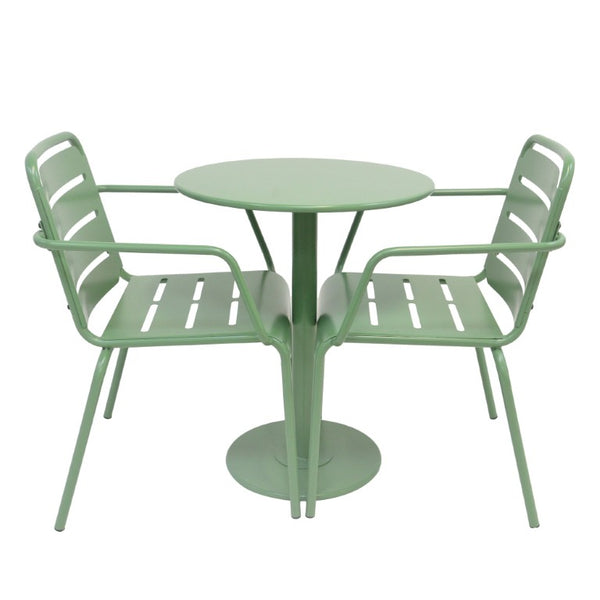 English Elm Verve Outdoor Iron Bistro Set 3 Piece Round Cafe Table Ergonomic Patio Chairs Garden N773P468900G