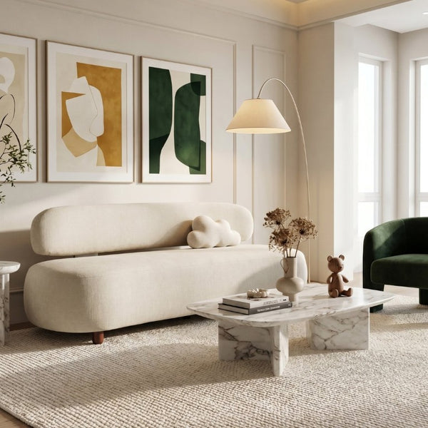 English Elm Lunara Sculptural Chenille Sofa with Oval Back and Deep Seat for Modern Living Rooms N773P469354B