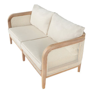 English Elm Kirkby Outdoor Acacia Wood Wicker Two Seat Sofa with Beige Cushions for Patio N775P265895W