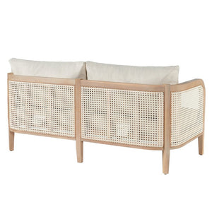 English Elm Kirkby Outdoor Acacia Wood Wicker Two Seat Sofa with Beige Cushions for Patio N775P265895W