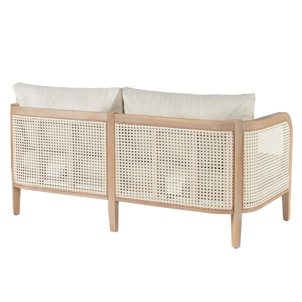 English Elm Kirkby Outdoor Acacia Wood Wicker Two Seat Sofa with Beige Cushions for Patio N775P265895W