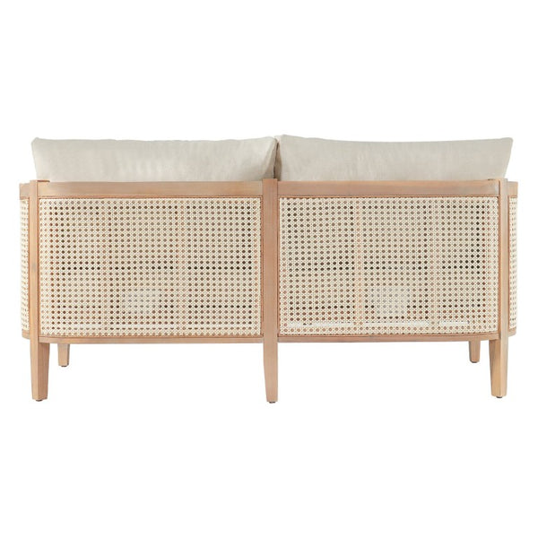 English Elm Kirkby Outdoor Acacia Wood Wicker Two Seat Sofa with Beige Cushions for Patio N775P265895W