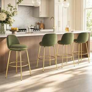English Elm Rio Claro Velvet Barstools Set of 4 with Gold Legs Arched Back for Kitchen Island N775P268026N-S4