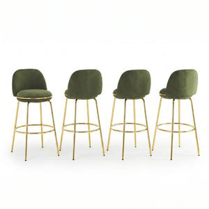 English Elm Rio Claro Velvet Barstools Set of 4 with Gold Legs Arched Back for Kitchen Island N775P268026N-S4