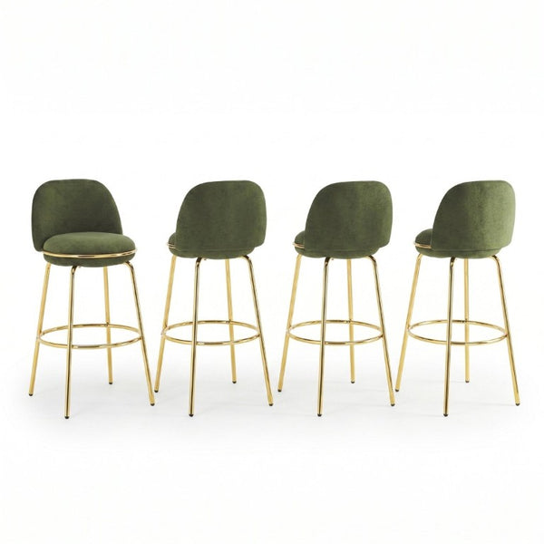 English Elm Rio Claro Velvet Barstools Set of 4 with Gold Legs Arched Back for Kitchen Island N775P268026N-S4