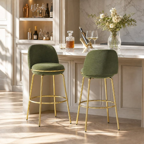 English Elm Rio Claro Velvet Barstools with Gold Frame Set of 2 for Kitchen Island or Pub Counter N775P268026N