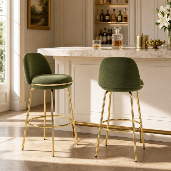 English Elm Rio Claro Velvet Barstools with Gold Frame Set of 2 for Kitchen Island or Pub Counter N775P268026N