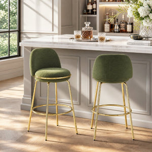 English Elm Rio Claro Velvet Barstools with Gold Frame Set of 2 for Kitchen Island or Pub Counter N775P268026N