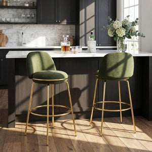 English Elm Rio Claro Velvet Barstools with Gold Frame Set of 2 for Kitchen Island or Pub Counter N775P268026N