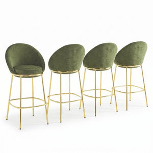 English Elm Celano Velvet Bar Stools Set of 4 with Gold Legs Glamorous Oval Shell Seating N775P268055N-S4