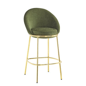 English Elm Celano Velvet Shell Back Barstools with Gold Legs Glam Kitchen Seating Set of 2 N775P268055N