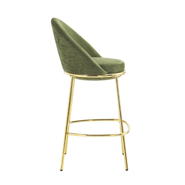 English Elm Celano Velvet Shell Back Barstools with Gold Legs Glam Kitchen Seating Set of 2 N775P268055N