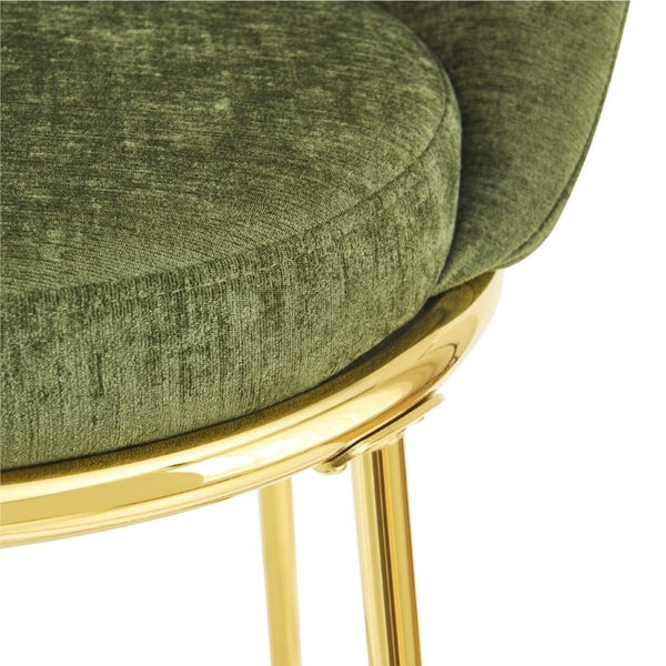 English Elm Celano Velvet Shell Back Barstools with Gold Legs Glam Kitchen Seating Set of 2 N775P268055N
