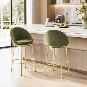 English Elm Celano Velvet Shell Back Barstools with Gold Legs Glam Kitchen Seating Set of 2 N775P268055N