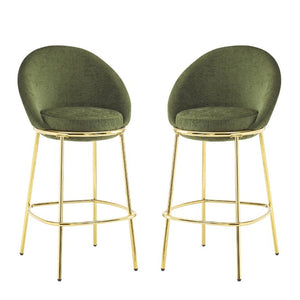 English Elm Celano Velvet Shell Back Barstools with Gold Legs Glam Kitchen Seating Set of 2 N775P268055N