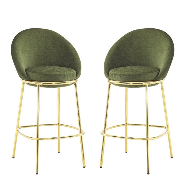 English Elm Celano Velvet Shell Back Barstools with Gold Legs Glam Kitchen Seating Set of 2 N775P268055N