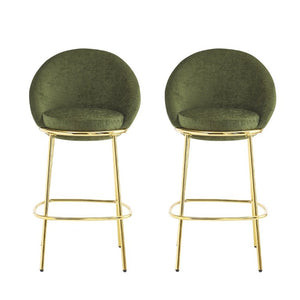 English Elm Celano Velvet Shell Back Barstools with Gold Legs Glam Kitchen Seating Set of 2 N775P268055N