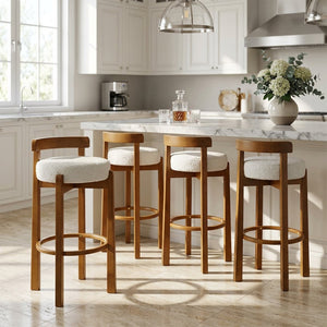 English Elm Elise Rubberwood Barstools Set of 4 Walnut Frame Padded Seat for Kitchen Island N775P277433W-S4